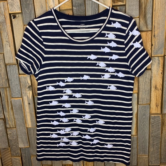 J. Crew Tops - J. Crew striped fish tee shirt top blouse small